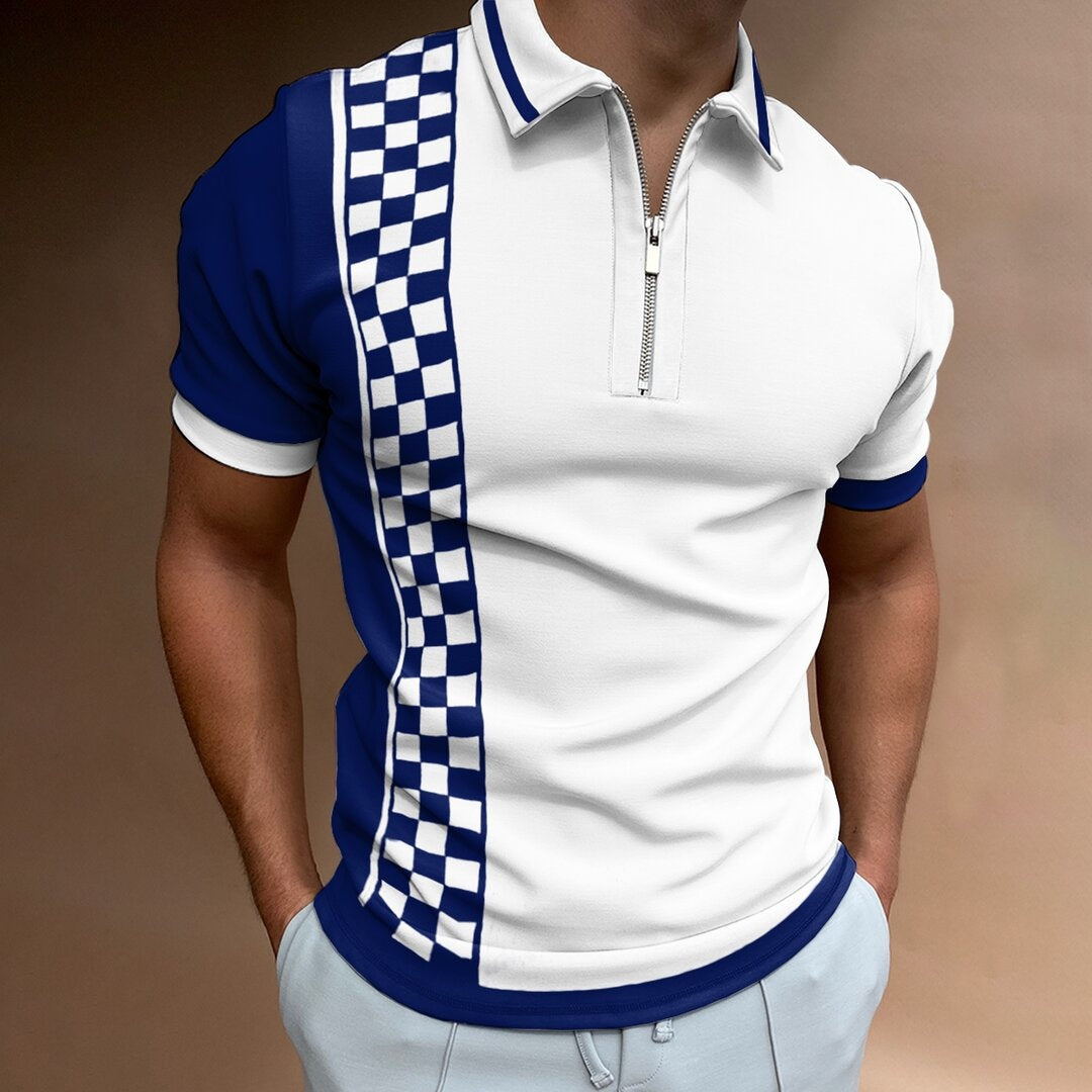 Geruit textuurpoloshirt heren