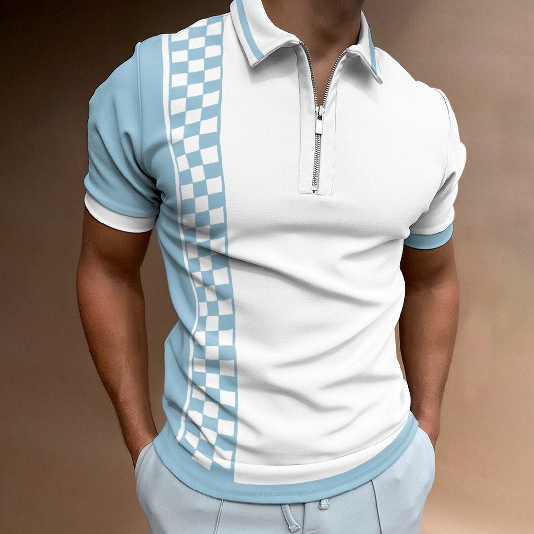 Geruit textuurpoloshirt heren