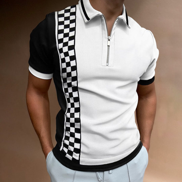 Geruit textuurpoloshirt heren